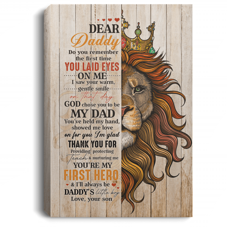Dear Daddy I Saw Your Warm Gentle Smile Gift For Dad From Son Gallery Wrapped Framed Canvas Prints, White, 0.75'' Framed Canvas