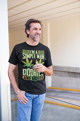 Alternative view of I'm A Simple Man I Like Doobies and Boobies T-Shirt - Funny Weed Shirt For Men