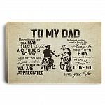 To My Chopper Dad I Know It's Not Easy for a Man to Raise a Child from Son Framed Canvas - Unframed Poster, White, 0.75'' Framed Canvas