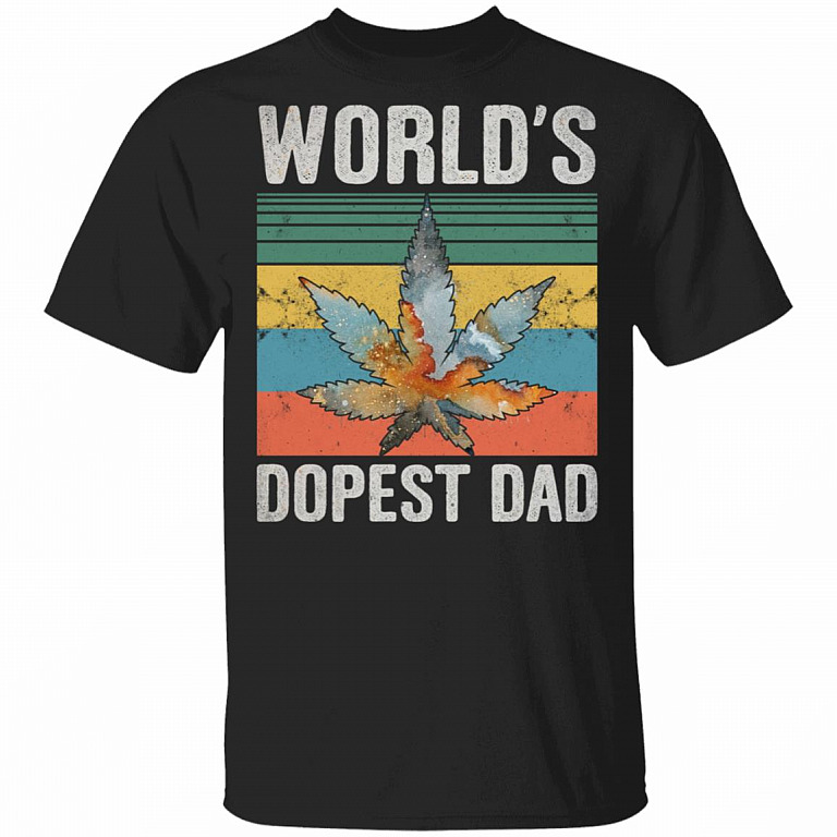 World's Dopest Dad Funny Cannabis Vintage Retro T-Shirt - Father's Day Shirt, Black, Unisex T-Shirt
