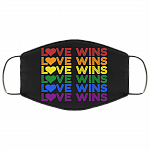 Love Wins Vintage Gay Pride Washable Reusable Custom – Printed Cloth Face Mask Cover, White, Cloth Face Mask