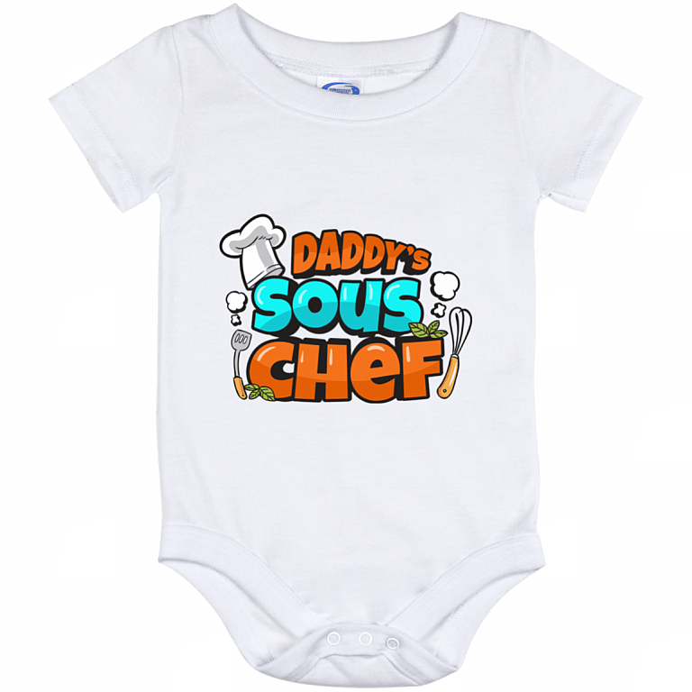 Dad Sous Chef New Born Baby Cute Gift Baby Onesie - Baby Infant Bodysuit, White, Baby Onesie - 12 Month