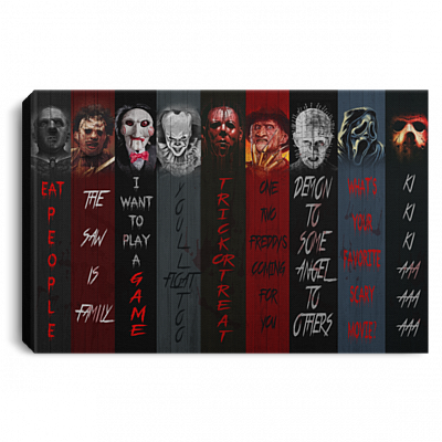 Horror Character Halloween Framed Canvas Print - Unframed Poster, White, 0.75'' Framed Canvas