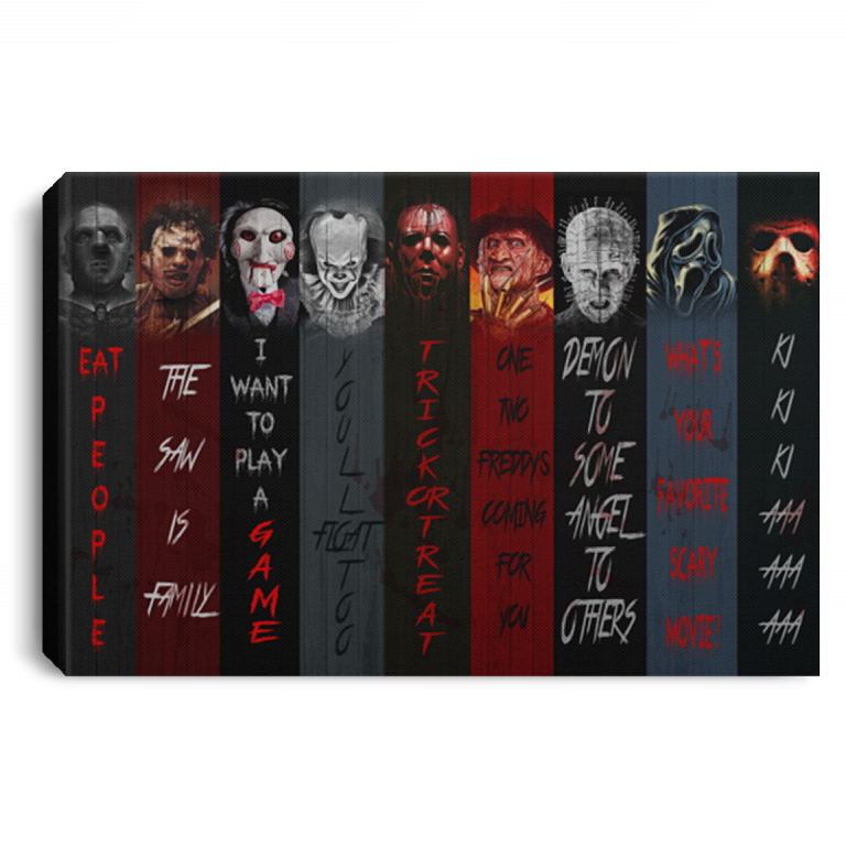 Horror Character Halloween Framed Canvas Print - Unframed Poster, White, 0.75'' Framed Canvas