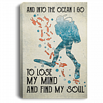Ocean Diving Canvas Poster, White, 0.75'' Framed Canvas