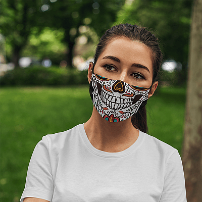Alternative view of Sugar Skull Floral Style Calavera Bandanas Washable Reusable Custom – Printed Cloth Face Mask Cover