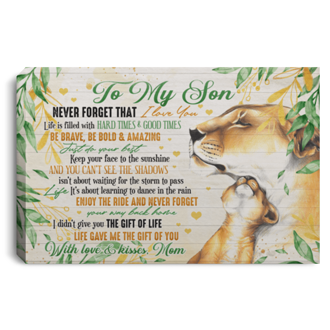 Mom To Son Never Forget That I Love You Life Filled With Hard Times Framed Canvas Prints - Unframed Poster, White, 0.75'' Framed Canvas