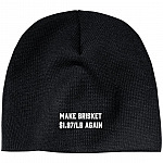 Make Brisket $1.97/LB Again Twill Cap - High-Profile Snapback Hat - Trucker Hat - Beanie - Knit Cap, Black, Acrylic Beanie