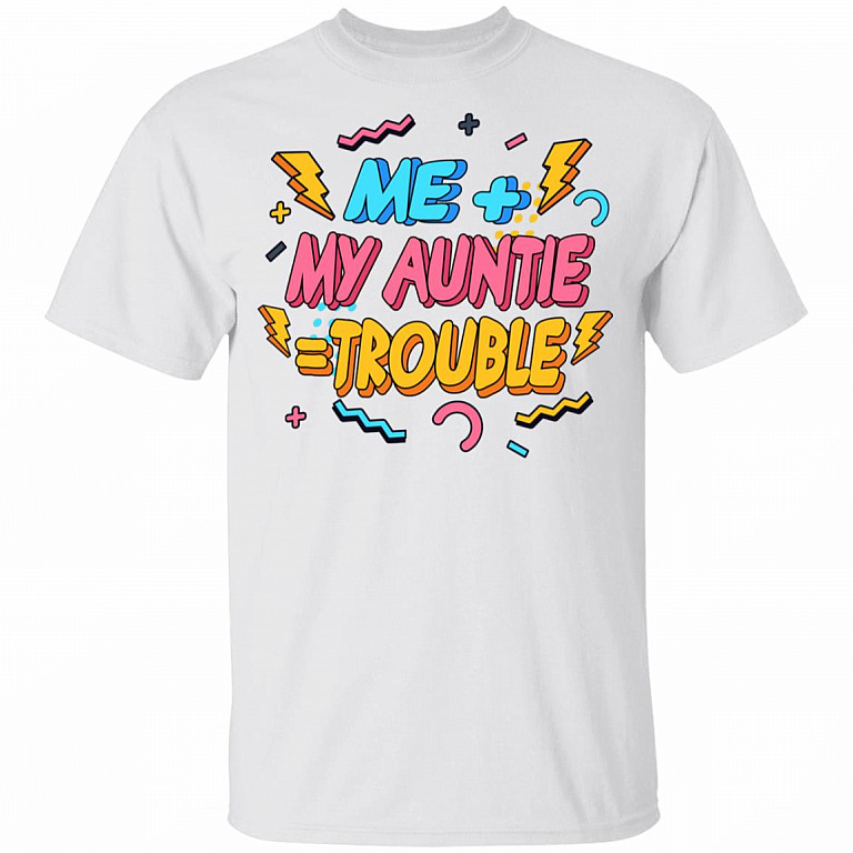Me Plus Auntie Is Trouble Youth Shirt - Aunt Shirt For Kids, White, Youth T-Shirt