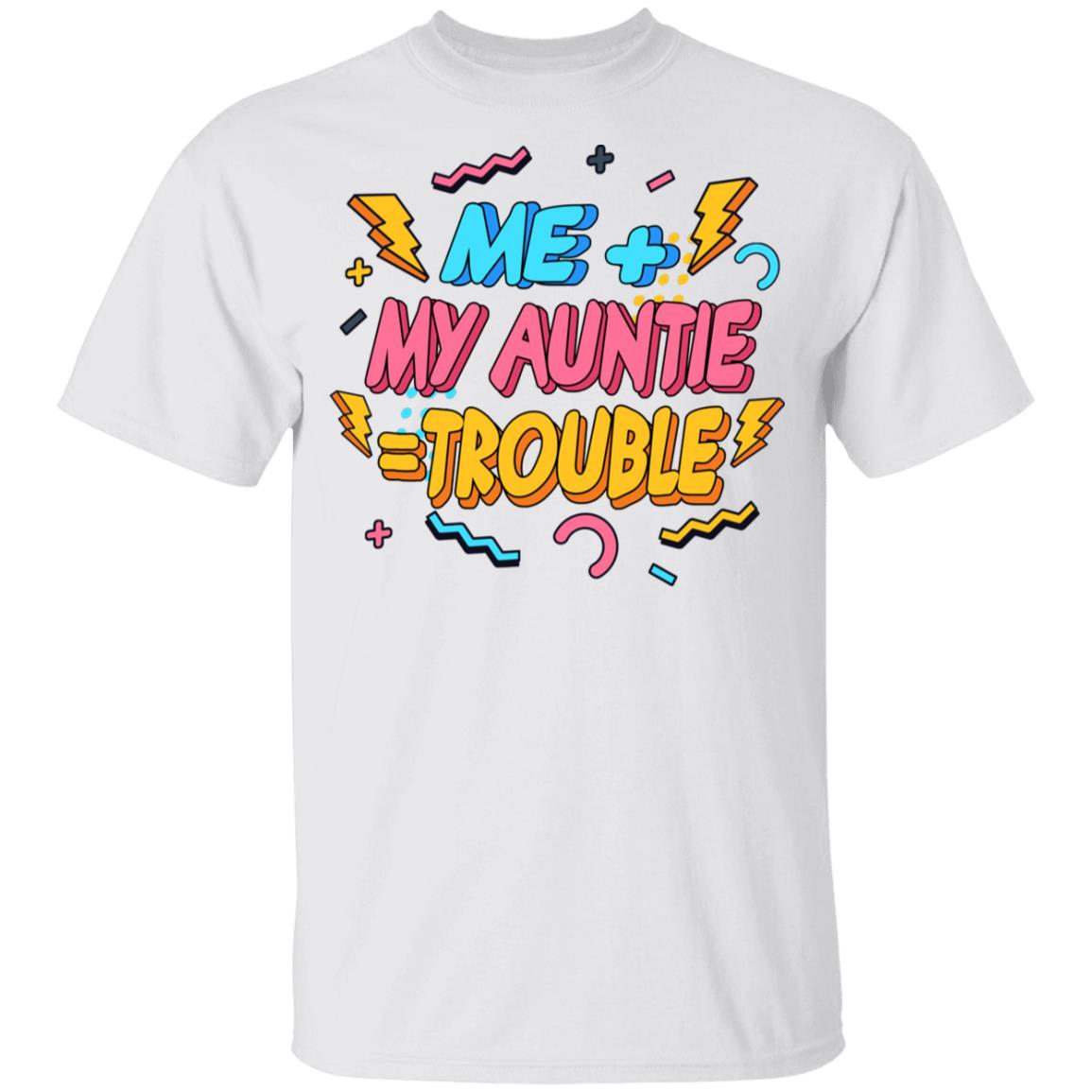 Me Plus Auntie Is Trouble Youth Shirt - Aunt Shirt For Kids, White, Youth T-Shirt