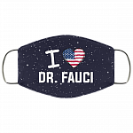 I Love Dr. Fauci American Flag Washable Reusable Custom – Printed Cloth Face Mask Cover, White, Cloth Face Mask