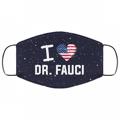 I Love Dr. Fauci American Flag Washable Reusable Custom – Printed Cloth Face Mask Cover, White, Cloth Face Mask