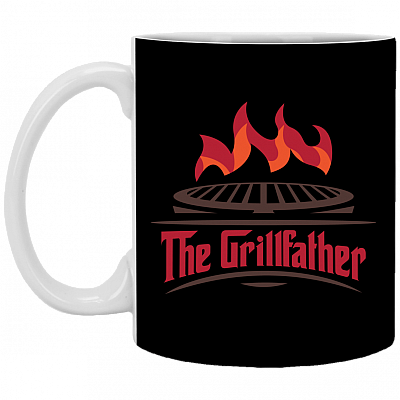 The Grillfather Gift For Dad Ceramic Coffee Mug - Water Bottle, Black, 11 oz. White Mug