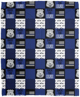 Back The Blue Fleece Blanket - Premium Mink Sherpa Blanket - Woven Blanket, White, Cozy Plush Fleece Blanket - 50x60