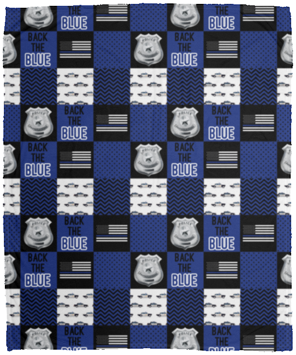 Back The Blue Fleece Blanket - Premium Mink Sherpa Blanket - Woven Blanket, White, Cozy Plush Fleece Blanket - 50x60
