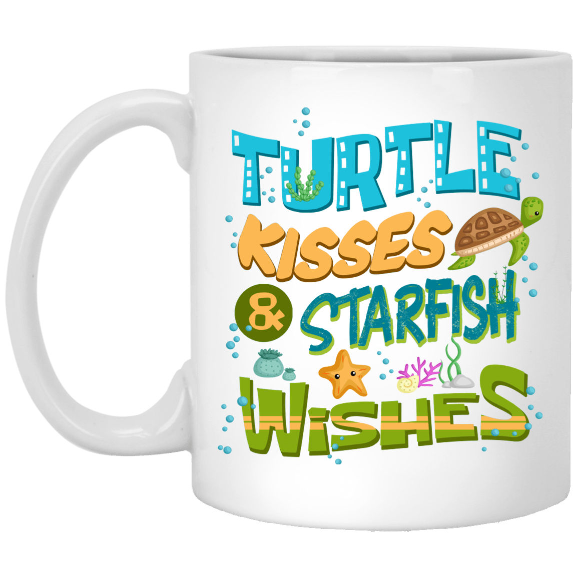 Turtle Kisses And Starfish Wishes Ceramic Coffee Mug - Beer Stein - Water Bottle - Color Changing Mug, White, 11 oz. White Mug Turtle Kisses And Starfish Wishes Ceramic Coffee Mug - Beer Stein - Water Bottle - Color Changing Mug, White, 11 oz. White Mug