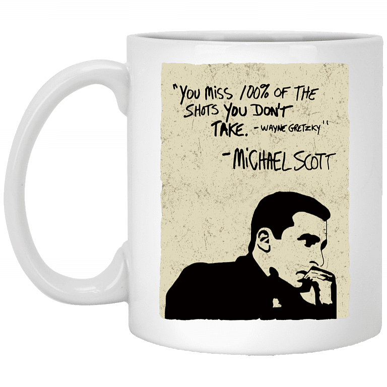 You Miss 100% of the Shots You Dont Take Motivational Quote Gift Ceramic Coffee Mug, White, 11 oz. White Mug
