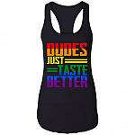 Dudes Just Taste Better LGBT Pride Cotton Tank Top Tee - Ladies Racerback Tank, Black, Ladies Racerback Tank