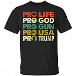 Trump 2020 Shirt Pro Life God Gun USA MAGA Vintage Trump T-Shirt - Patriotic American Support Trump Shirt, Black, Unisex T-Shirt
