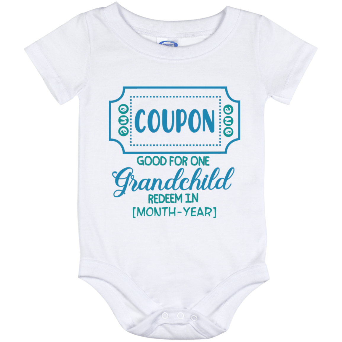 Personalized One Coupon Good for Grandchild Redeem in Gift For New Born Baby Baby Onesie, White, Baby Onesie - 12 Month Personalized One Coupon Good for Grandchild Redeem in Gift For New Born Baby Baby Onesie, White, Baby Onesie - 12 Month