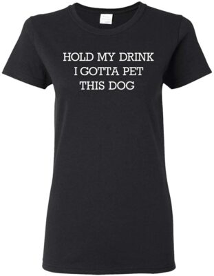 Hold My Drink I Gotta Pet This Dog Funny Premium Ladies T-Shirt -Triblend Dolman Sleeve T-Shirt