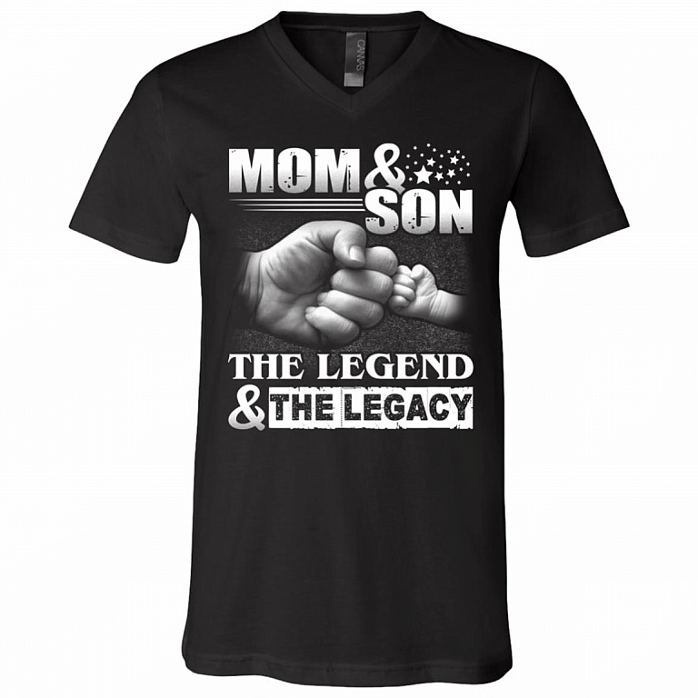Mom and Son The Legend and The Legacy T-Shirt - V-Neck Shirt, Black, V-Neck T-Shirt