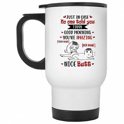 14 oz. White Travel Mug