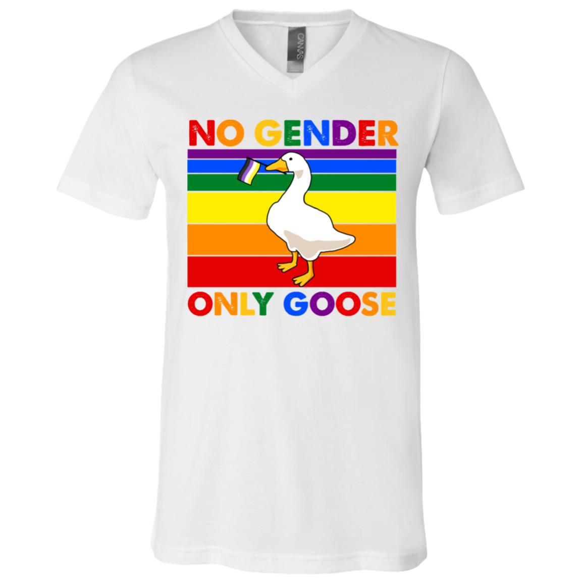 No Gender Only Goose Vintage LGBT Pride T-Shirt - V-Neck - Proud LGBT Shirt, White, V-Neck T-Shirt