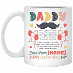 1st Father's Day Personalized Mug With Baby's Name - Personalized Mugs For Dad - Pregnancy Announcement Gift, White, 11 oz. White Mug 1st Father's Day Personalized Mug With Baby's Name - Personalized Mugs For Dad - Pregnancy Announcement Gift, White, 11 oz. White Mug