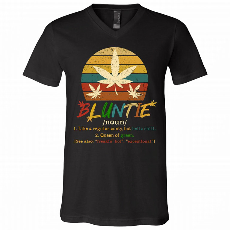 Bluntie Shirt, Black, V-Neck T-Shirt