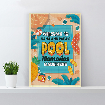 Alternative view of Personalized Welcome To Pool Memories Made Here Gallery Wrapped Framed Canvas Prints - Unframed Poster