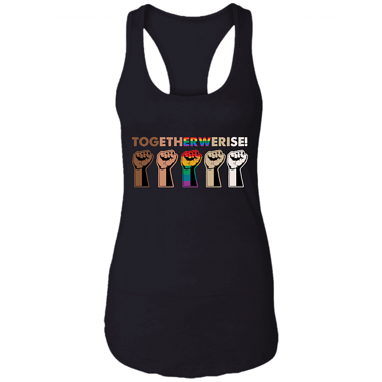 Together We Rise Tank Top - Black Lives Matter Tank Top - Equality Social Justice Tank Top, Black, Ladies Racerback Tank