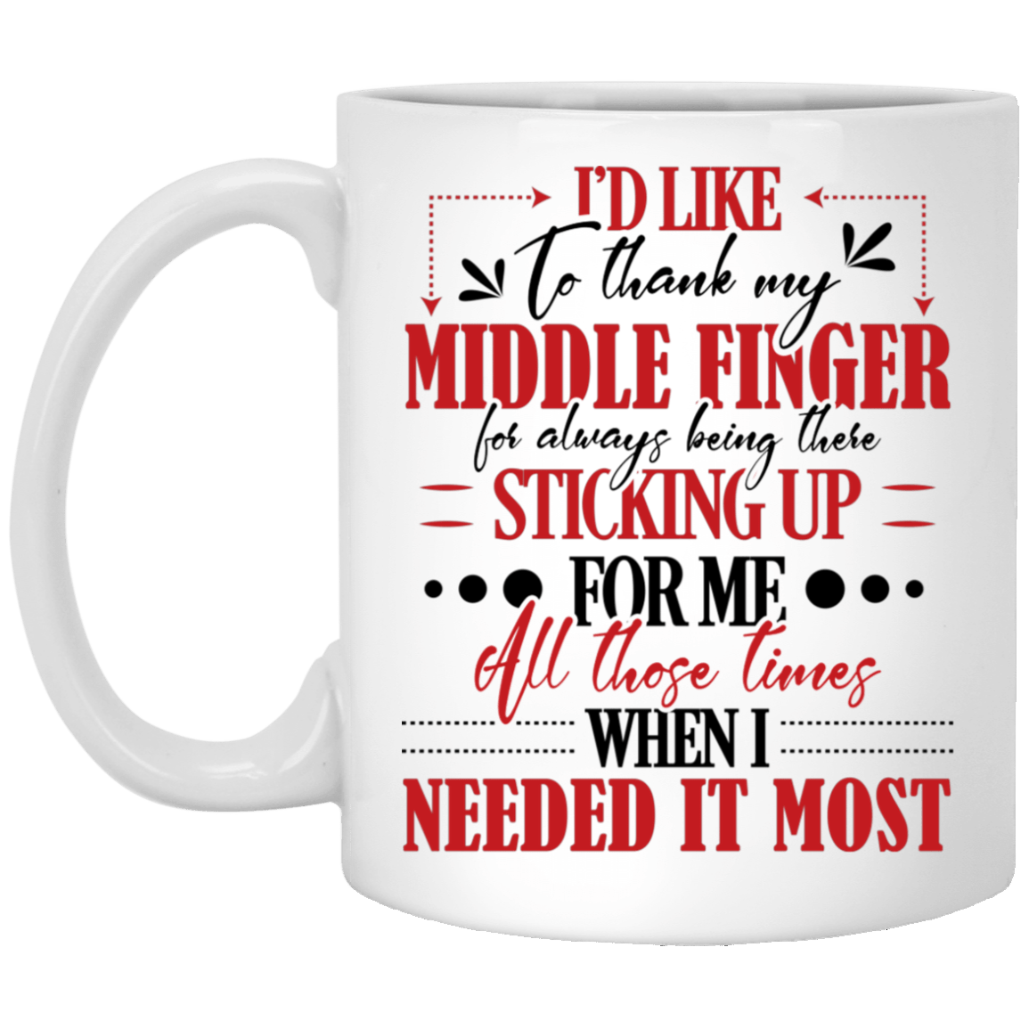 I'd Like To Thank My Middle Finger For Always Being There Sticking Up For Me Ceramic Coffee Mug - Beer Stein, White, 11 oz. White Mug I'd Like To Thank My Middle Finger For Always Being There Sticking Up For Me Ceramic Coffee Mug - Beer Stein, White, 11 oz. White Mug