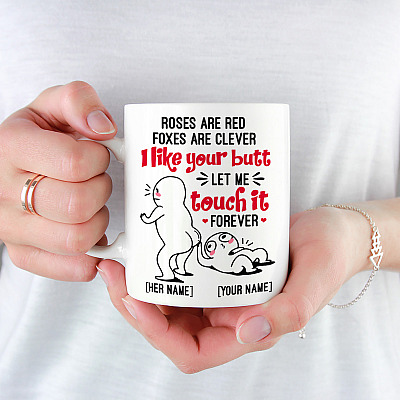 Alternative view of Personalized Roses Are Red Foxes Are Clever I Like Your Butt Let Me Touch It Forever Ceramic Coffee Mug - Beer Stein