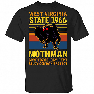 West Vigina State 1966 Mothman T-Shirt - Funny Mothman Shirt, Black, Unisex T-Shirt