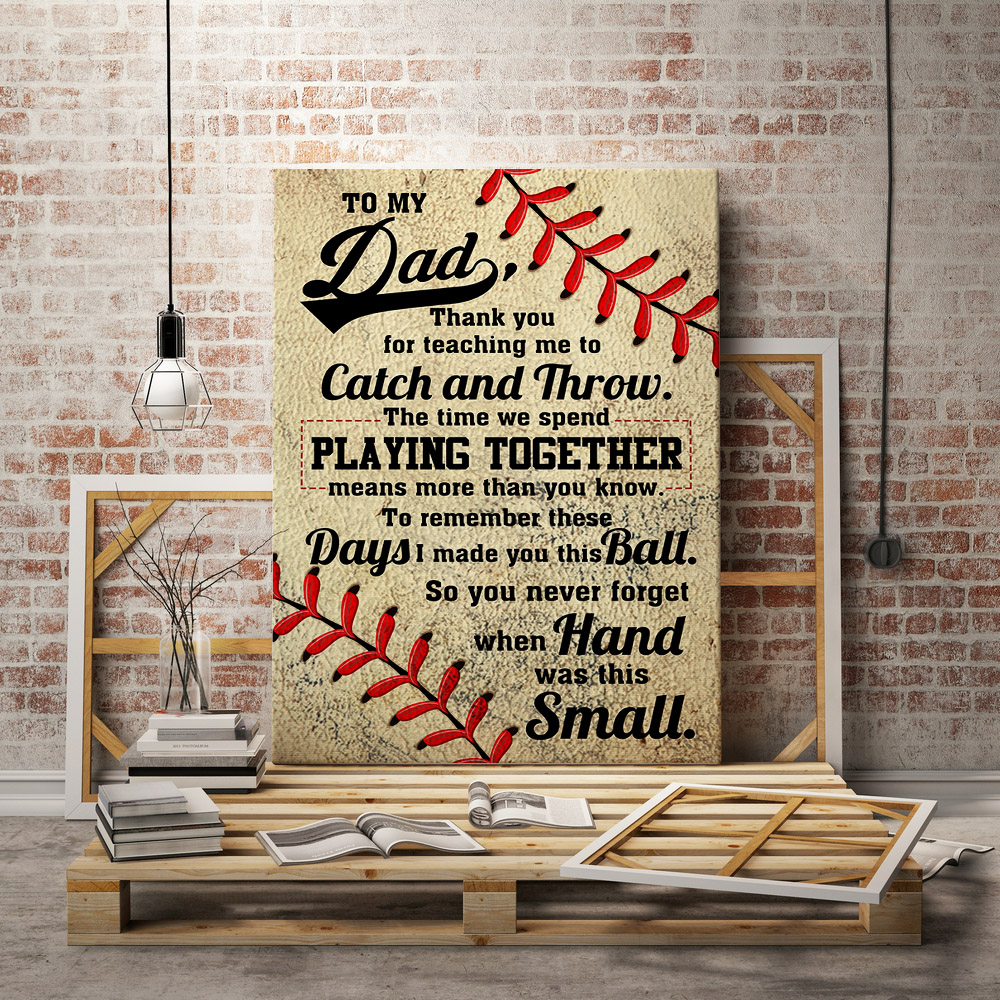 To My Baseball Dad Coach Saying Canvas Poster Home Decor Wall Art Mockup