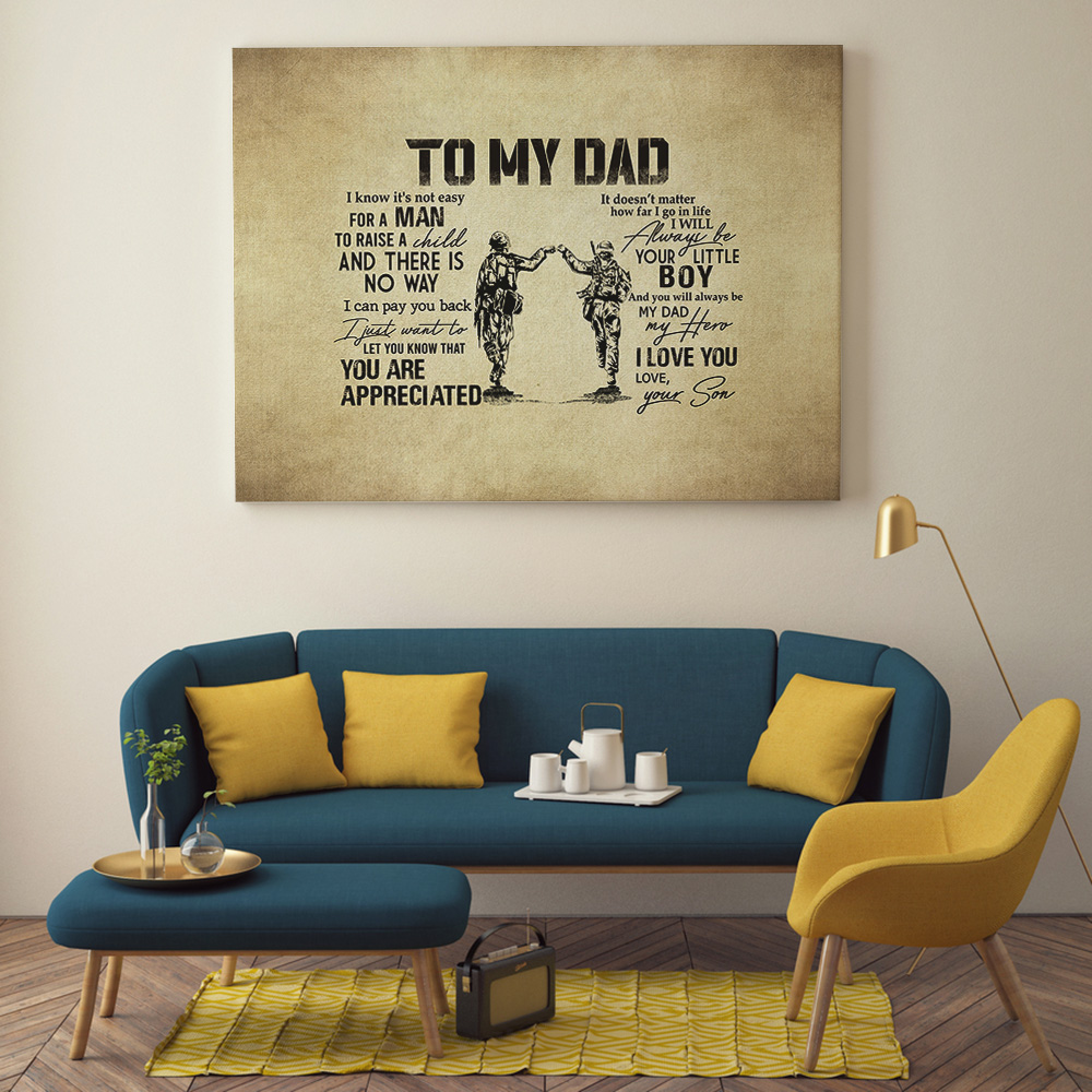 To My Dad From Son US Solider Army Saying Canvas Poster Mockup