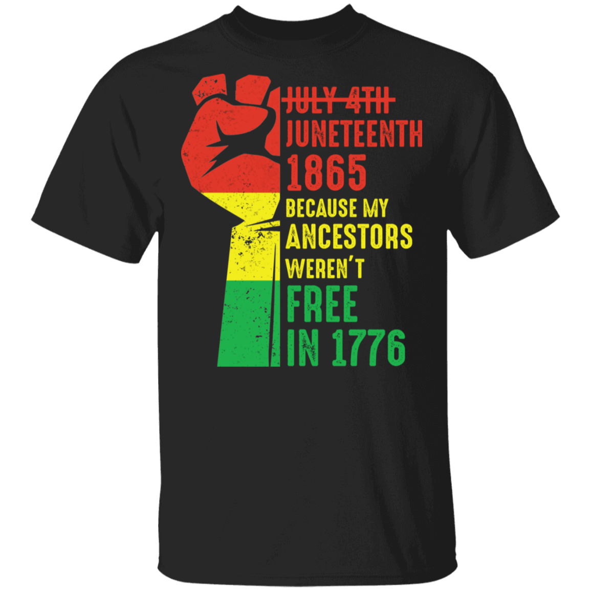 Juneteenth 1865 T-Shirt My Ancestors Weren't Free In 1776 - Black History American African Freedom Day Shirt, Black, Unisex T-Shirt