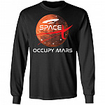 Spacex Occupy Mars Explore Hoodie Sweatshirt - Gift For Mars Space Orbit Astronaut Fan T-Shirt, Black, Long Sleeve