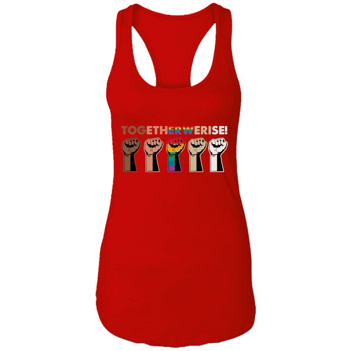 Together We Rise Tank Top - Black Lives Matter Tank Top - Equality Social Justice Tank Top, Red, Ladies Racerback Tank