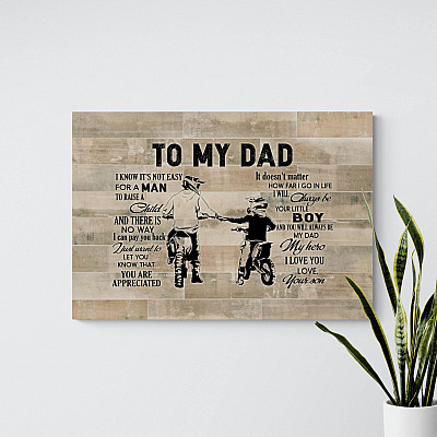 Alternative view of Biker Son To My Dad I Know It's Not Easy For A Man To Raise A Child Framed Canvas - Unframed Poster