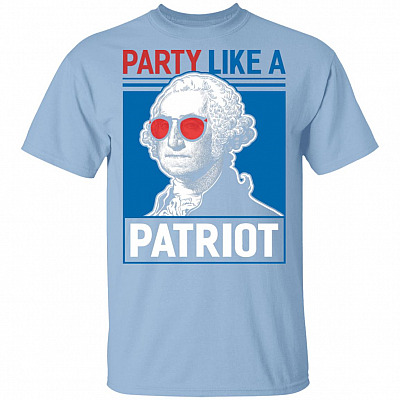 Party Like A Patriot T-Shirt Funny Drinking T-Shirt - 4th of July T-Shirt - Patriotic George Washington Shirt, Light Blue, Unisex T-Shirt
