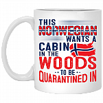 This Norwegian Wants A Cabin In The Woods To Be Quarantined In Ceramic Coffee Mug - Beer Stein - Water Bottle, White, 11 oz. White Mug