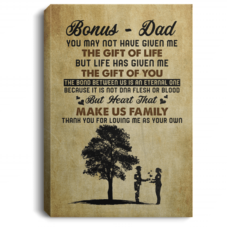 To Bonus Dad Canvas Poster, White, 0.75'' Framed Canvas