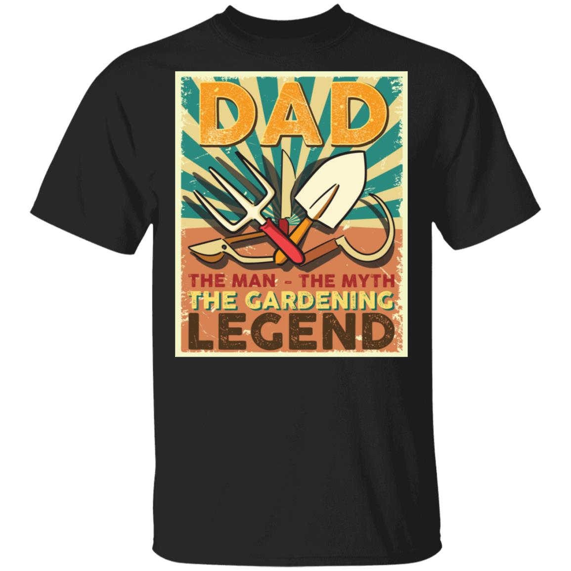 Vintage Retro Dad Man Myth The Gardening Legend Father's Day T-Shirt, Black, Unisex T-Shirt