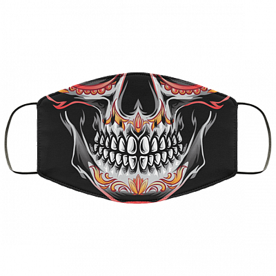 Sugar Skull Calavera Men Mexican Bandanas Washable Reusable Custom – Printed Cloth Face Mask Cover, Black, Cloth Face Mask