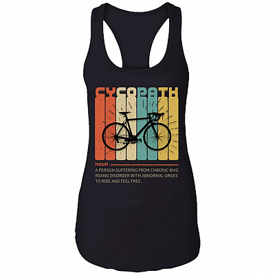 Vintage Cycopath Tank Top - Funny Cyclist Tank Top - Bicycle Rider Bike Tank Top - Biking Tank Top, Black, Ladies Racerback Tank
