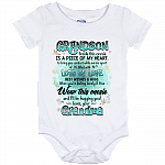 Grandson Inside This Onesie Is A Piece Of My Heart To Bring You Comfort Baby Onesie - Toddler Infant Bodysuit, White, Baby Onesie - 12 Month