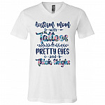 Autism Mom With Tattoos Pretty Eyes And Thick Thighs T-Shirt - V-Neck - Autism Mom Gifts, White, V-Neck T-Shirt