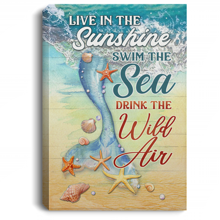 Live In The Sunshine Swim The Sea Ocean Gallery Wrapped Framed Canvas Prints - Unframed Poster, White, 0.75'' Framed Canvas